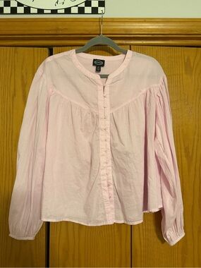 Scout Light Pink Button-Front Peasant Blouse